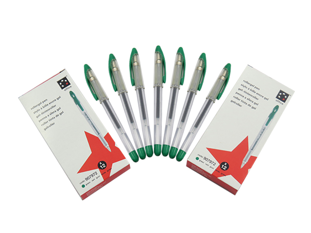 1 x Pack Of 12 Green Premium Rollergel Pens 5 Star Branded (907972)